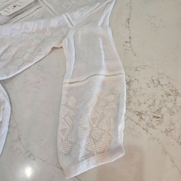 NWT Monoreno Anthropologie White Embroidered Boho Tunic Top Small - Picture 3 of 9